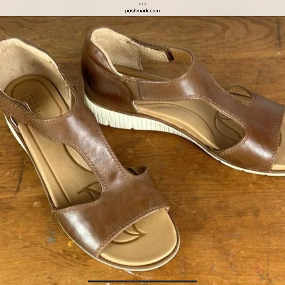 Nurture by Lamaze Brown Leather T Strap Comfort Sandals Closed Back Size 9.5 - Picture 3 of 6